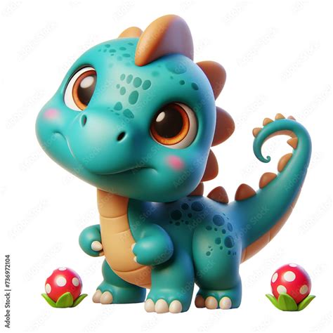 Adorable Dino Delight Cute 3d Dinosaur Isolated On Transparent Or