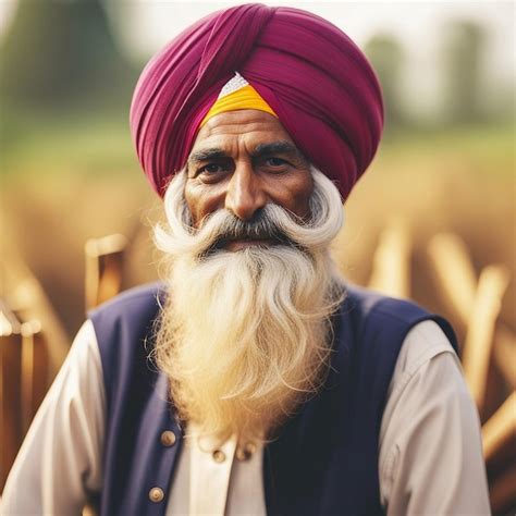 Premium Ai Image A Happy Indian Punjabi Old Man With Long Beard And