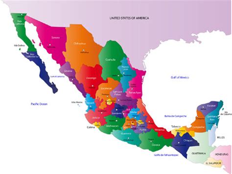 Map of Mexico Political Geography | Map of Mexico Regional Political Geography Topographic