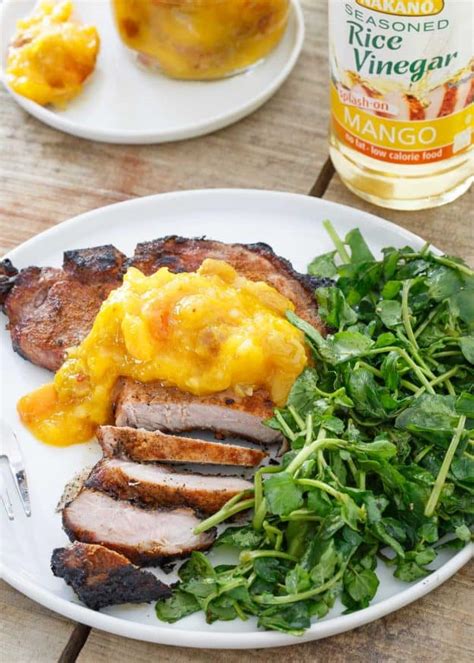 Pork Chops with Mango Peach Chutney - Spice Rubbed Pork Chops