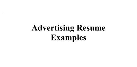 Advertising Resume Examples Buildfreeresume