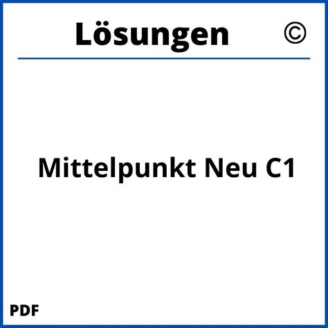 Mittelpunkt Neu C1 Lösungen Pdf 2025