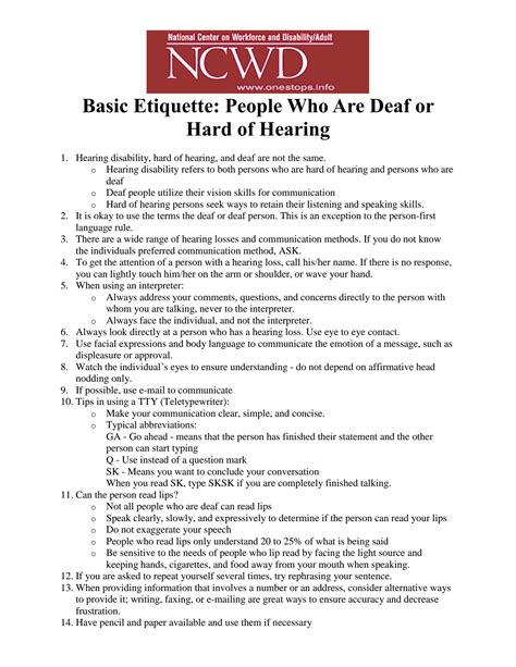 Solution Ncwd Basic Etiquette Deaf Or Hard Of Hearing Studypool