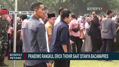 Prabowo Subianto Rangkul Erick Thohir Saat Ditanya Bacawapres Pertanda