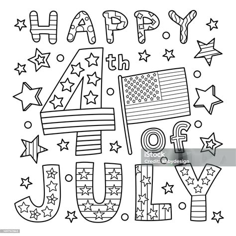 4th Of July Desenho - Vetores de Desenho De Feliz 4 De Julho Para Colorir Para Crianças e ...