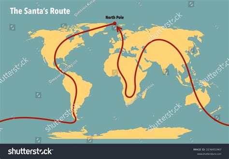 Santas Route Map Deliver Presents Children Stock Illustration 2236451967 | Shutterstock