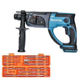 Makita DHR202 18V LXT SDS Plus Rotary Hammer With 12 Piece SDS Bit Set