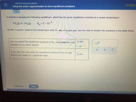 Solved O Kinetics And Equilibrium Using The Small X