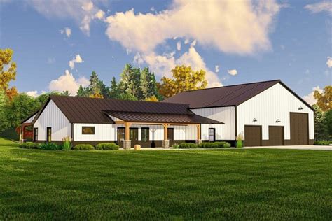 1-Story Barndominium Style House Plan with Massive Wrap Around Porch ...