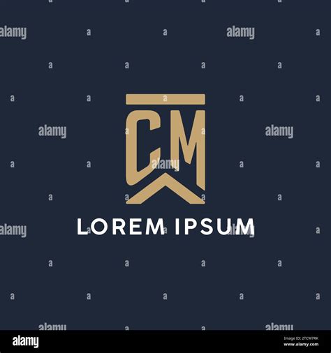 CM Initial Monogram Logo Design In A Rectangular Style With Curved Side