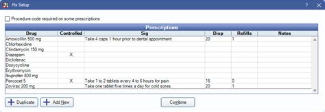 Open Dental Software Rx Prescriptions List