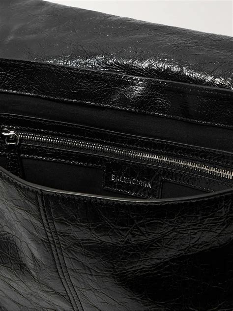 Black Le Cagole Embellished Textured Leather Messenger Bag BALENCIAGA