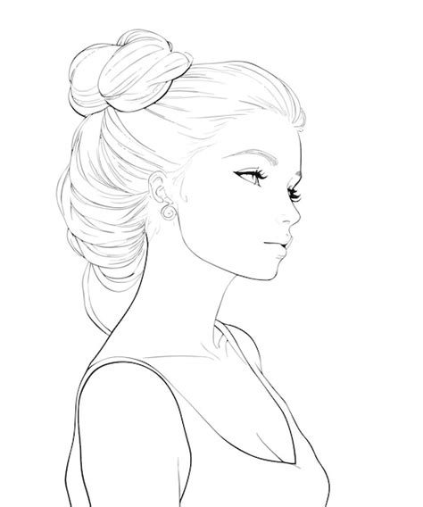 Premium Vector | A girl with a bun in her hair