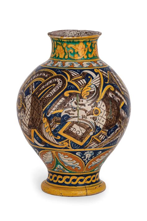 A Palermo Maiolica Vase First Decade Th Century Worn Defects A