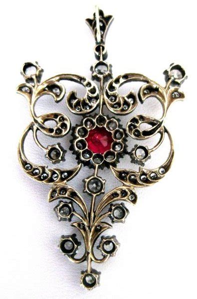 Antique Ruby & Diamond Pendant For Sale | Antiques.com | Classifieds