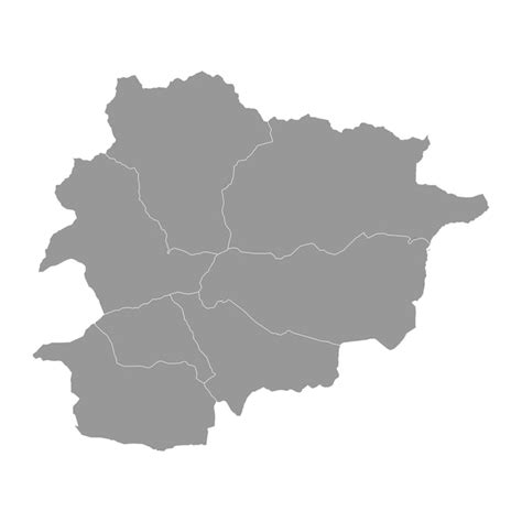 Mapa Del Principado De Andorra Con Divisiones Administrativas Vector