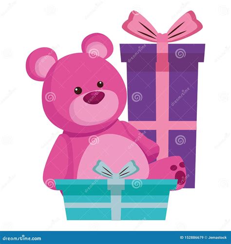 Purple Teddy Bear Looking Trough The Window Stock Illustration 30710554