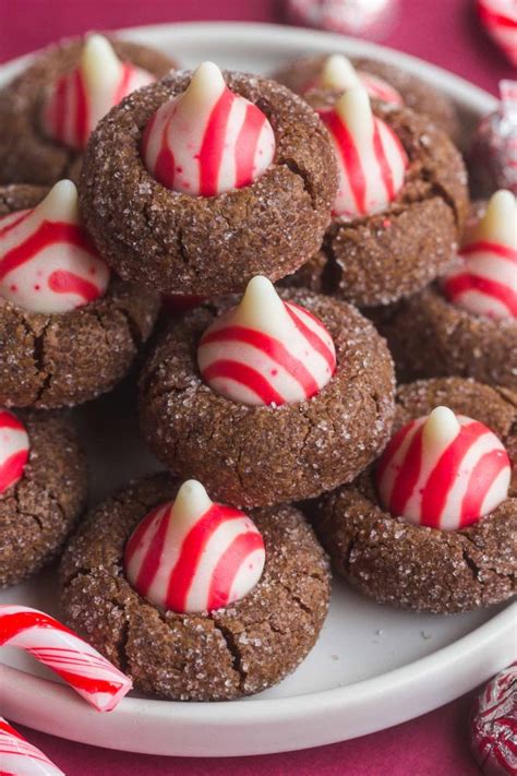 Chocolate Peppermint Kiss Cookies - Nourish Plate