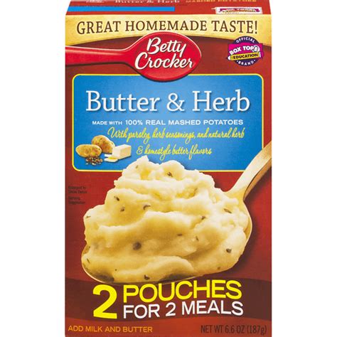 Betty Crocker Real Mashed Potatoes Mix Pouches Butter And Herb 2 Ct Shop Chief Markets