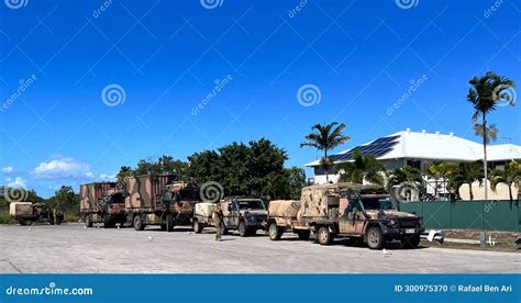 Australian Army Soldier With Large Machine Gun In The Turret Of A ...