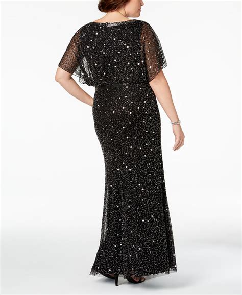 Adrianna Papell Plus Size Beaded Blouson Gown Macys