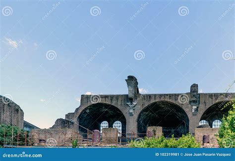 Partial View of the Ruins Basilica of Maxentius and Constantine Stock ...