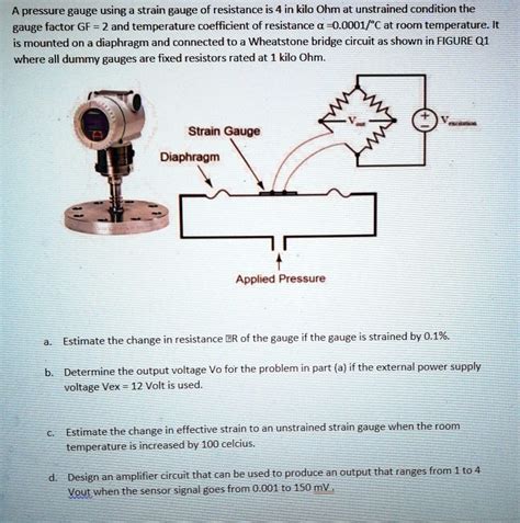 Solved A Pressure Gauge Using A Strain Gauge Of Resistance Is Kilo