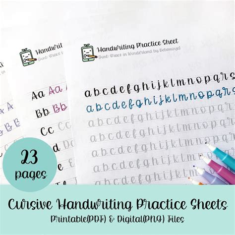 Cursive Handwriting Practice Sheets Printable Handwriting Etsy Artofit