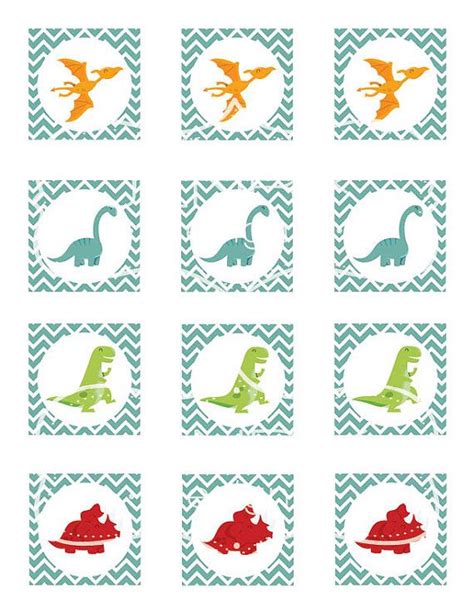 Colorful Dinosaur Cupcake Toppers Printable PDF File - Etsy | Dinosaur ...