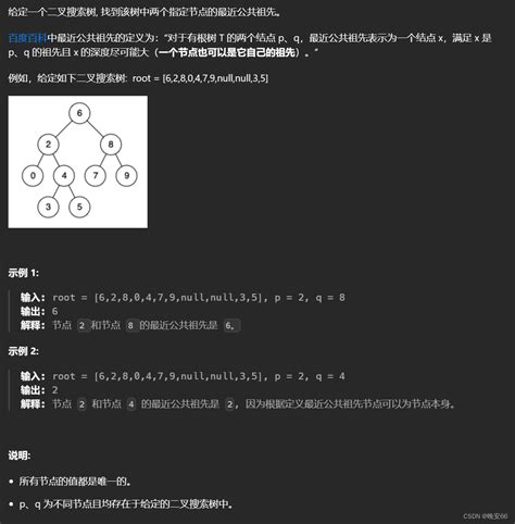 【算法与数据结构】235、leetcode二叉搜索树的最近公共祖先 Csdn博客