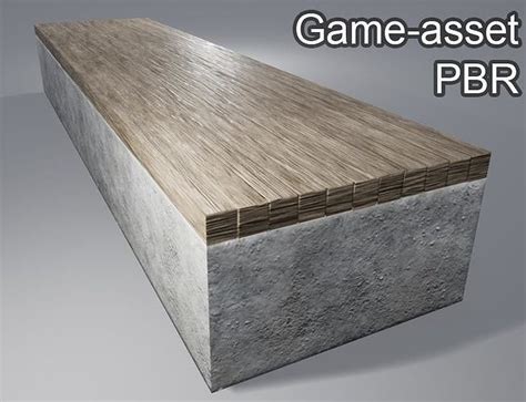 3D model Simple wood concrete bench VR / AR / low-poly | CGTrader