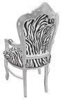 Fauteuil De Style Baroque Rococo Tissu Zebre Et Bois Argent