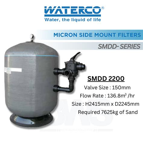 Waterco Smdd Mm Side Mount Deep Bed Sand Swimming Pool Filter