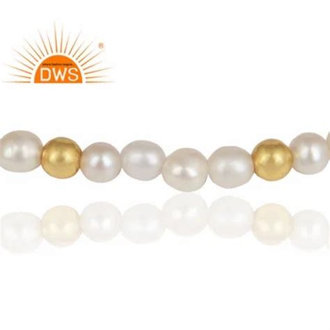 Dws K Gold Sterling Silver Natural Pearl Beaded Bracelet