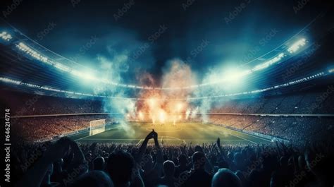 Happy cheering crowd inside soccer stadium. Stock Photo | Adobe Stock