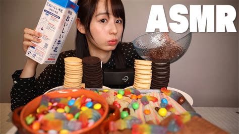 【asmr】カラフルお菓子の咀嚼音🍭 音フェチ、グミ、チョコ、クッキー ︎ Youtube