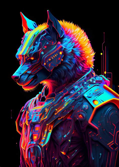 Wolf Cyber Poster Picture Metal Print Paint By Sinnois Displate