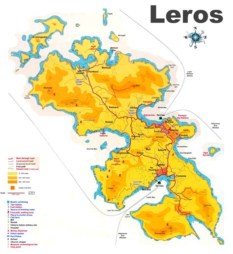 Leros tourist map - Ontheworldmap.com