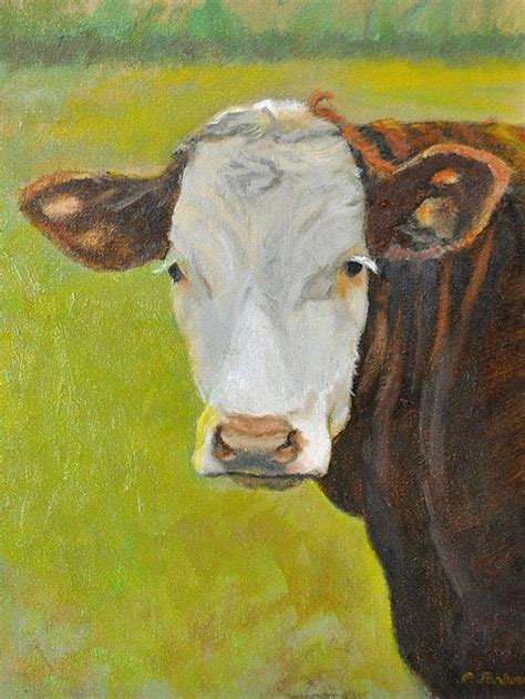 Hereford Cow Art Print Cow Painting Hereford Cow Portrait - Etsy