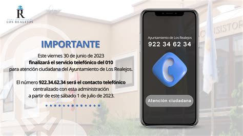 Contacto 922 34 62 34 para atención telefónica del Ayuntamiento de Los