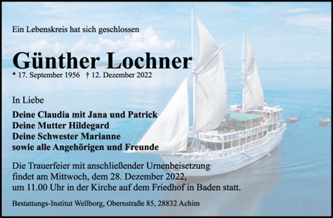 Traueranzeigen von Günther Lochner Trauer Gedenken