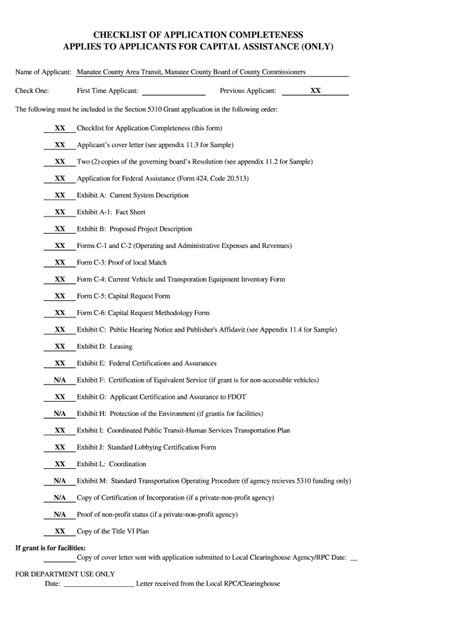 Fillable Online Mymanatee Application Fy Checklists For