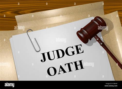 Render illustration of Judge Oath title on Legal Documents Stock Photo ...