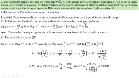 Exercice De Synth Se Radioactivit Loi De D Croissance Radioactive