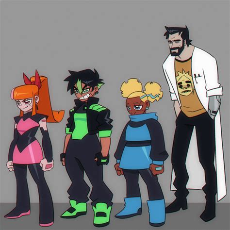 Powerpuff Girls And Professor Utonium By Wolfsvile R Powerpuffgirls