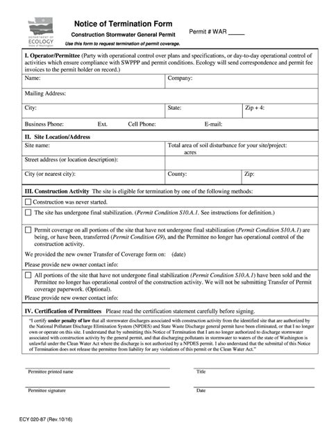 Fillable Online Fortress Wa Notice Of Termination Form Construction