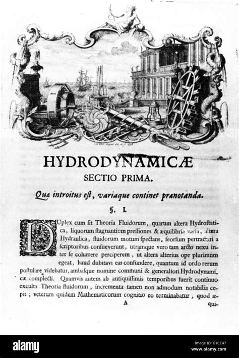 First section of: Hydrodynamics, by Daniel Bernoulli, 1700-1782. P. 1. Published in 1738 Stock ...