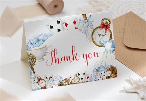 Alice In Wonderland Thank You Card Mad Hatter Tea Party Etsy Australia