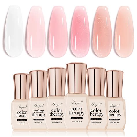 Amazon SHOYUM Icy Jelly Nude Pink Gel Nail Polish Set Of 6 Transparent Milky White Colors