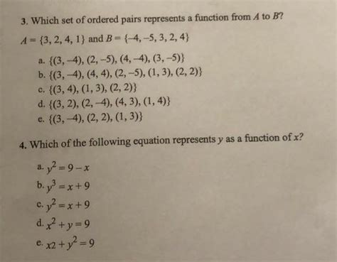 Get Answer 3 Which Set Of Ordered Pairs Represents A Function From